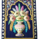 Handmade Zardozi Embroidery Flower Jewel Carpet Rugs Wall Hanging 1½ ' X 2 '