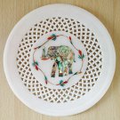 Marble Round Plate Decorative Floral Elephant Design Inlay Pietra Dura Stone 7"