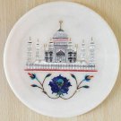 Marble Round Plate Decorative Taz Mahal Design Inlay Pietra Dura Stone 7"