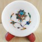 Marble Round Plate Decorative Floral Design Inlay Pietra Dura Stone 4"