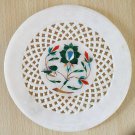 Marble Plate Decorative Floral Design Inlay Pietra Dura Stone 6"