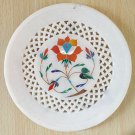 Marble Round Plate Decorative Floral Elephant Design Inlay Pietra Dura Stone 6"