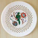 Marble Round Plate Decorative Floral Parrot Design Inlay Pietra Dura Stone  7"
