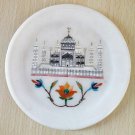 Marble Round Plate Decorative Floral Design Inlay Pietra Dura Stone 5"