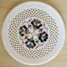 Marble Round Plate Decorative Floral Flower Design Inlay Pietra Dura Stone 8"