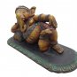 Handmade Carved Wooden Sleeping Ganesha Painted Elephant God Ganesha painted