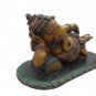 Handmade Carved Wooden Sleeping Ganesha Painted Elephant God Ganesha painted