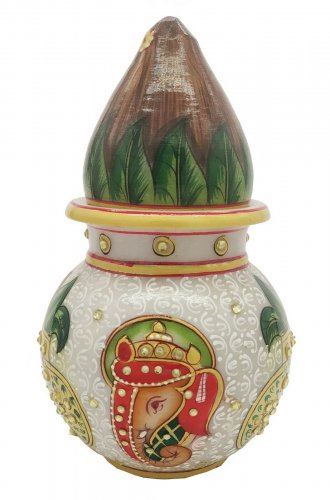 Marble Stone Pooja  Pot with Coconut Pooja Kalash