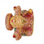 Rose quartz Stone Ganesha Statue Elephant God Gold Painted Ganesha