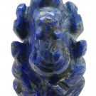 Lepis Lazuli Stone Ganesh Statue Hand Carved Elephant God Semi Precious Stone
