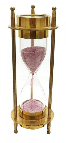 Brass Sand Timer Hourglass with Both Side Compass Table Decor