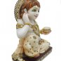 White Makrana Marble Stone Baby Krishna Statue Gold Painted Bal Gopal
