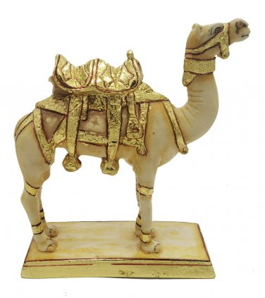 Synthetic Camel With Real Gold Foil Work Statue Handmade Collectible