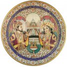 White Marble Plate Shahjahan Mumtaz Gold Embossed Painting Round Plate Gift 15"