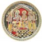 White Marble Plate Ram Darbar Gold Embossed Painting Round Plate Gift 15"