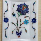 Serving tray marble stone 4" x 6" pietra dura gemstone inlay work Platter Gift