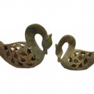Soft Stone Duck Pair Undercut Handmade Statue