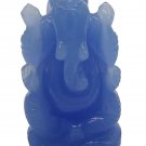 Blue Chalcedony Stone Ganesh Statue  Elephant God Figurine Ganpati