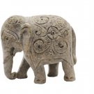 Handmade Sand Stone Trunk Down Carving Elephant