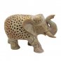 Handmade Sand Stone Undercut Trunk Up Carving Elephant