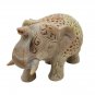 Handmade Sand Stone Undercut Trunk Up Carving Elephant