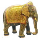 Hand Carved Wood Elephant Statue Painting Wooden Elephant Home Decor 12"