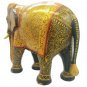 Hand Carved Wood Elephant Statue Painting Wooden Elephant Home Decor 12"