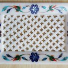 Serving tray marble stone 4" x 6" pietra dura gemstone inlay work Platter Gift