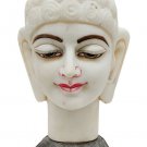 White Marble Buddha Head Bust Statue with Black Marble Stand Home Decor Figure