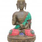 Brass Buddha Statue with Stone Work Feng Shui Tibetan Medicine Lotus Buddha