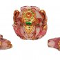 Rose quartz Stone Ganesha Statue With Two Elephant Gold Painted Ganesha