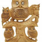 handmade undercut wooden Owl family on tree wood owl home Decor