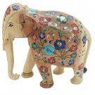 Wooden Inlay Elephant Handmade Statue Home Decor