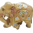 Wooden Elephant Statue Inlay Pietra dura work Natural Wood color Hand Carved