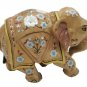 Wooden Elephant Statue Inlay Pietra dura work Natural Wood color Hand Carved