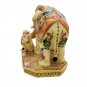 Synthetic Elephant With Baby Statue Painted Procession Painting Resin Elephant