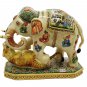 Synthetic Elephant With Tiger Statue Painted Procession Painting Resin Elephant