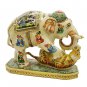 Synthetic Elephant With Tiger Statue Painted Procession Painting Resin Elephant