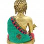 Brass Buddha Sitting Statue with Stone Work Home Decor