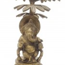 Brass Ganesha statue Standing  inside Tree Antique Finished