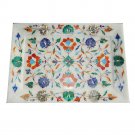 White Marble Inlay Serving Tray using Semi precious stones home decor 10" x 7"