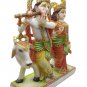 White Makrana Marble Stone Radha Krishna With Cow Statue Gold Painted Ganesha