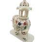 White Marble Pietra Dura Inlay Elephant with umbrella Handmade Statue