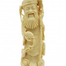 Chinese old Fisher man holding a fish statue poly resin home decor