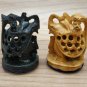 3" Wooden Chess Set Hand Carved undercut Antique Vintage Indian Figure Chess Set