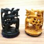 3" Wooden Chess Set Hand Carved undercut Antique Vintage Indian Figure Chess Set