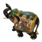 Wooden Elephant Statue Procession Scene Painting Natural Wood Hand Carved
