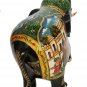 Wooden Elephant Statue Procession Scene Painting Natural Wood Hand Carved