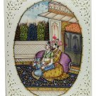 Painting 4" X 3" Shajahan Mumtaz Handmade India Miniature Artwork Resin tile