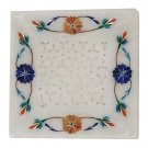 Serving tray marble stone 5" x 5" Aventurine & Lapis gemstone inlay work Platter